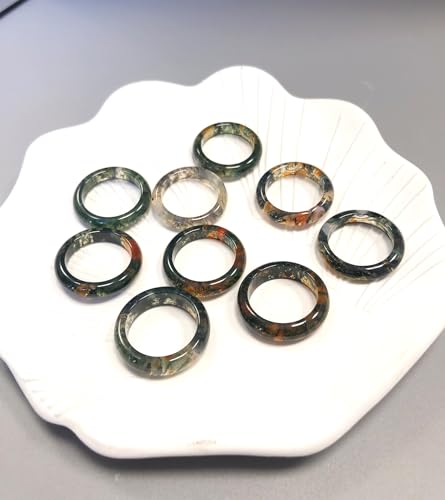 Natural moss agate band ring for women, green gemstone Engagement Wedding Promise Ring Jewelry gift2