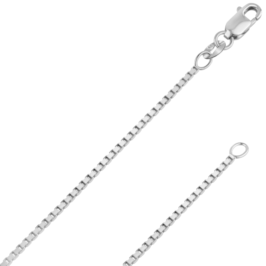 ITALIAN FASHIONS REAL Solid 10K Yellow or White Gold 0.50mm - 1.3mm Diamond-Cut Square Mirror Box Veneziana Chain Necklace with Lobster Claw Clasp |