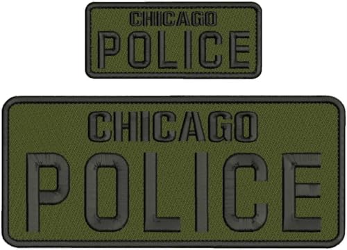 Special Patches for Velcro Patches for Uniform for Chicago Police EMB Patch 4X10 and 2X5 Hook ON Back Black ON OD Green Model-Q-X988-1606