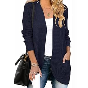 ZESICA Women’s Fall Winter Long Sleeve Open Front Casual Lightweight Soft Knit Cardigan Sweater Outerwear