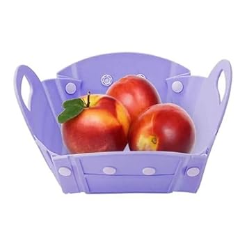 Dratal Foldable Camping/Picnic Storage Basket, Outdoor Utensil Organizer, Vegetable Washing Basket for Picnic and Camping (Purple)