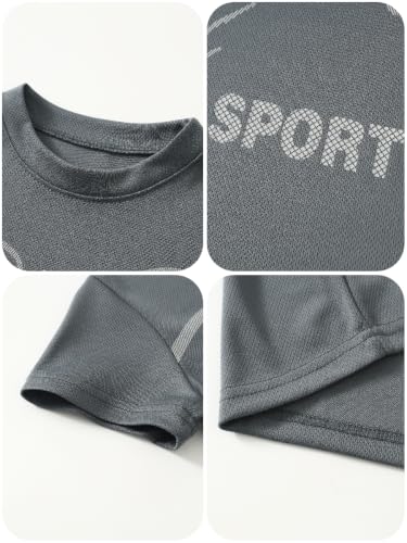 Image of Boys Clothes Short Set 6 Piece Outfit Athletic T-Shirt and Quick Dry Shorts Kids Summer Clothing Set Size 3-14