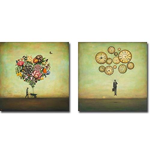 Artistic  Home   Gallery  Big Heart Botany and Waiting for Time to Fly by Duy Huynh 2-Piece  Gallery  Wrapped Canvas Giclee Art Set (Ready to Hang)