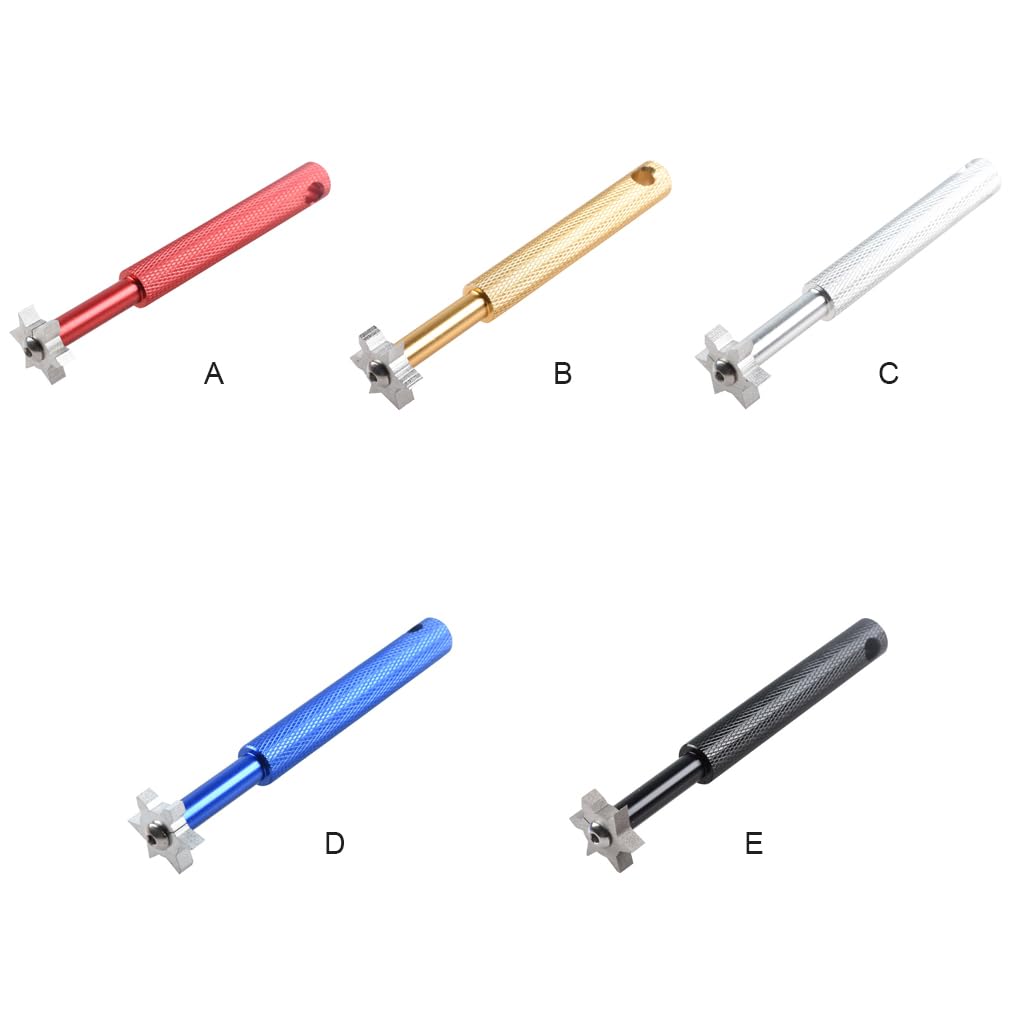 Golfrillenschärfer, Edelstahl, Aluminiumlegierung, Eisenkeil, 6 Köpfe, Reinigungs-Schärfwerkzeug, tragbar, Outdoor-Sport, Rot