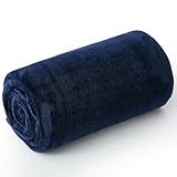 AIFY 毛布 ひざ掛け フランネル ブランケット ふわふわ 軽量 薄手 洗える マイクロファイバー 冷房対策 春夏用 四季適用 新生活 一人暮らし おしゃれ 毛布 70×100cm ネイビー