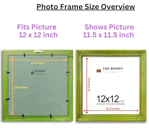 Image of Photo Frame square 12x12 inch | Aesthetic Photo Frame | mini Frames | Green Wooden Photo Frames for Wall | Refreshing Wall Decoration (12x12 inch, Green)