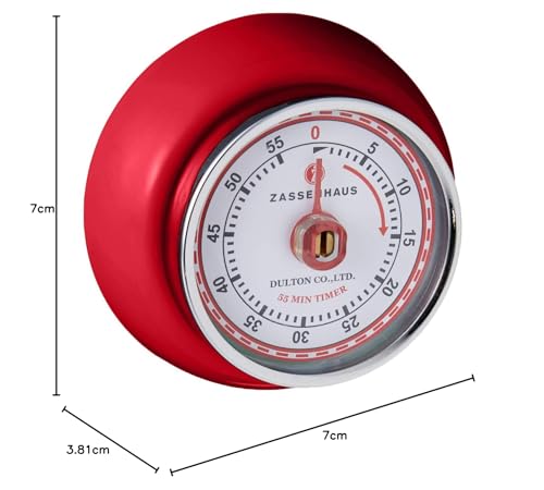 Zassenhaus Küchentimer SPEED , Rot , Ø 7 cm x 3 cm , Analoge Zeitanzeige mit Alarm-Funktion , Die Countdown-Uhr unterstützt bei der Zeitplanung beim Kochen oder Backen