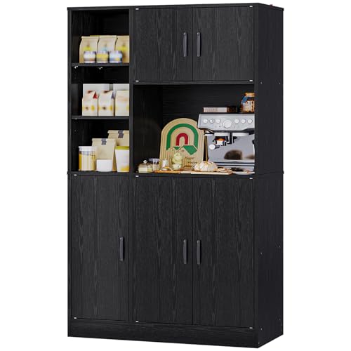 Opiniones de Tammex los mejores 5. 45 SIMPLE ESPACIO 180CM Alacenas para Cocina,con Puerta Mueble para Cocina,con 3 Estantes Abiertos y Espacio de Almacenamiento,Mueble para Microondas,para...