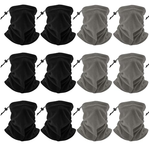 12 Pieces Fleece Neck Warmer For Women Men, Winter Neck Gaiter Skiing Windproof Face Scarf Covering