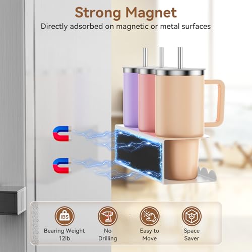 2 Pack Magnetic Cup Holder for Fridge, Water Bottle Organizer for Stanley 30&40 oz Tumbler Metal Stanley Cup Accessories - Additional View