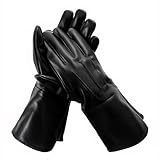 Black Leather Gauntlet Gloves XL - Medieval Renaissance SCA LARP Costume Men - Long Black Gauntlets Premium Sheep Leather 13.5 Inch Arm Cuff Extra (Large XL)