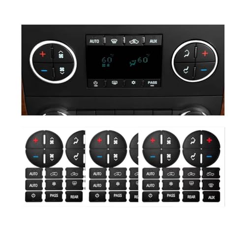 KPEOY 3 PCS AC Dash Button Repair Decals, Waterproof Auto A/C Control Button Label Stickers Replacement, Dustproof AC Buttons Stickers Switch Panel Text Decals for Car Truck SUV