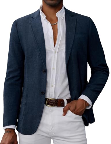 Blazer décontracté homme à 2 boutons veste légère bleu foncé
