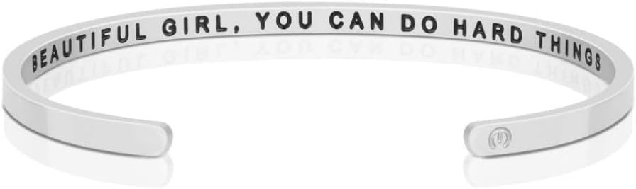 MantraBand Bracelet - Beautiful Girl You Can Do Hard Things - Inspirational Engraved Adjustable Mantra Band Cuff Bracelet - Silver, Gold, Rose Gold - Gifts for Women