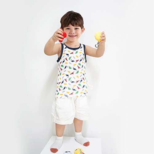 Evercute Baby Toddler Boys Tank Tops 4 Pack 100% Cotton Dianosaurs Sleeveless Shirts for Little Boys (4-5T) - Thumbnail 4