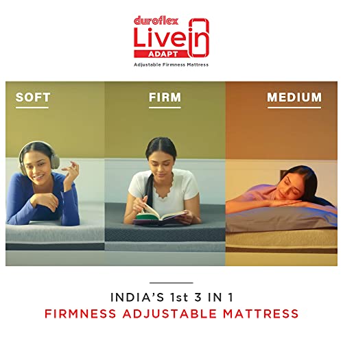 Image of Duroflex LiveIn Adapt - New Gen Smart Design Mattress with 3 Interchangeable Firmness Layers | 6 Inches, Single Size, Flippable Firmness Adjustable Roll Pack, Soft, Medium and Firm HR Foam, (75X30X6)