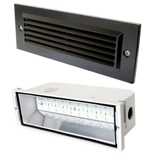 ELCO Lighting ELST81B 5.4W LED Brick Light with Angled Louver 340 Lumens 3000K Warm White, Recessed Step/Wall Light, Wet Rated, Black