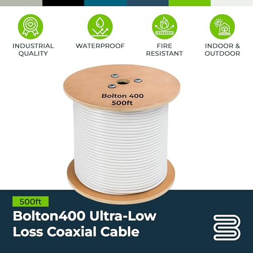 Image of Bolton400 Coaxial Cable 500ft White, No Connector LMR400 Equivalent | Heavy-Duty Ultra-Low-Loss 50-Ohm Design for Signal Boosters, Antennas and Networking Equipment in Residential & Commercial