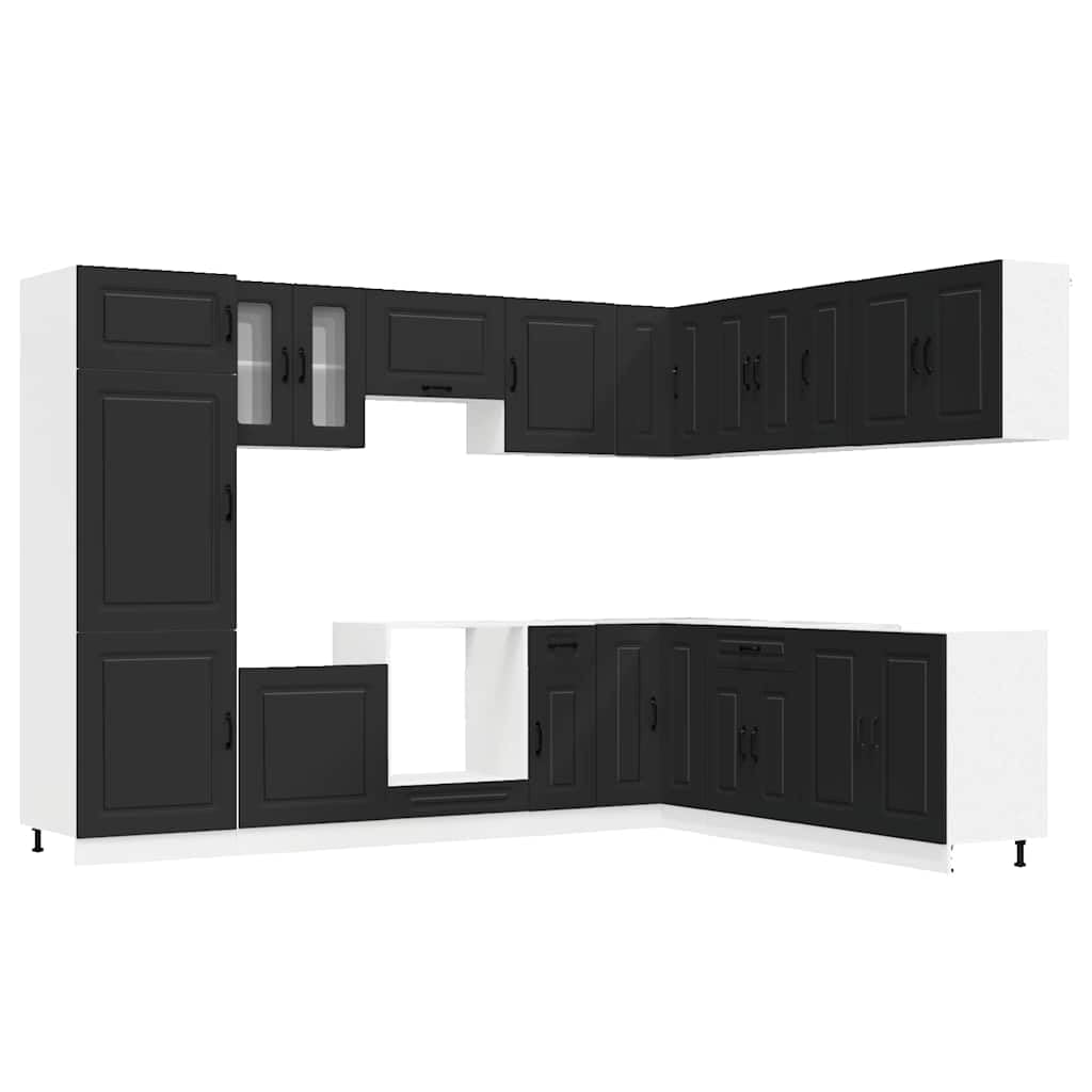 Set di 14 mobili da cucina Kalmar in legno nero