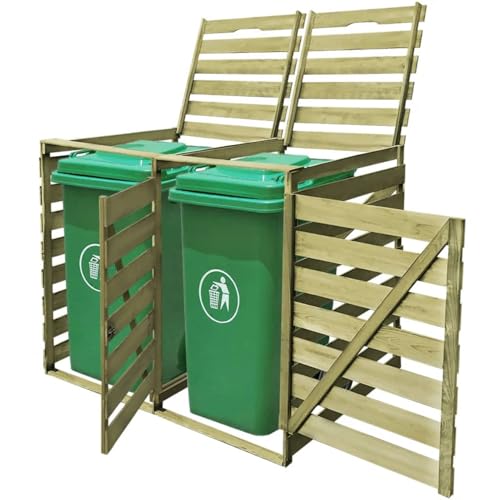 Homgoday Abri double poubelle en bois imprégné 240 L