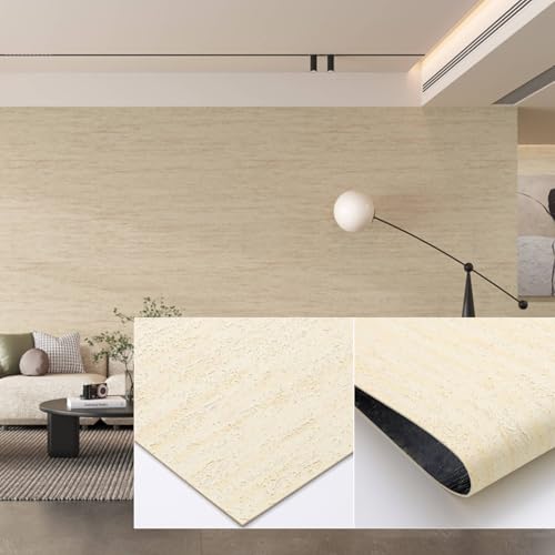 3D Wall Panels Peel and Stick – 23.82'x110' PVC Faux Travertine Texture, Self Adhesive Waterproof Wall Covering, DIY Accent Wall, Sofa Background Backsplash & Modern Home Decor, Covers 18 sq.ft