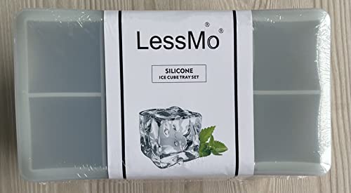 Lessmo Ice Cube Tray With Lid - 2 Pack Large Silicone Ice Tray Molds For Freezer, Bpa Free, Big Square Ice Cube For Whiskey, Cocktails, Baby Food, Juices #TOP6