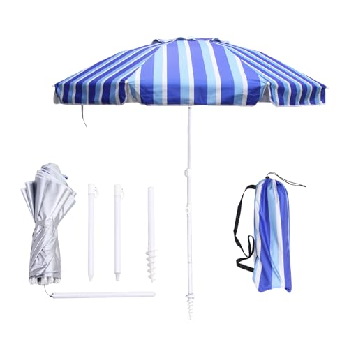 6.5ft Beach Umbrella - Heavy Duty Wind Resistant UV 50+ Portable ...