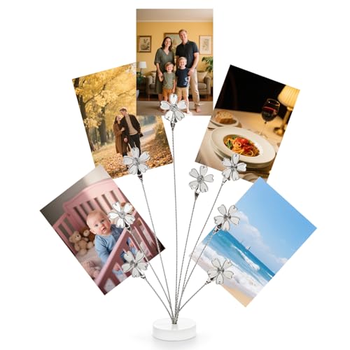 Hacaroa Photo Tree Holder with Clips 8-Branch Gift Card Holder Christmas Money Family Tree Picture Stand for Greeting Cards Memos Notes Wedding Graduation White Sakura
