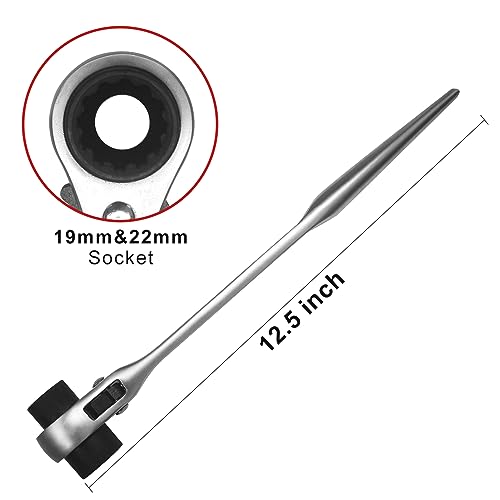 19mm×22mm (or 3/4" x 7/8") Professional Grade 12 Point Double Ended Socket Ratcheting Podger Scaffold Spud Wrench,Silver