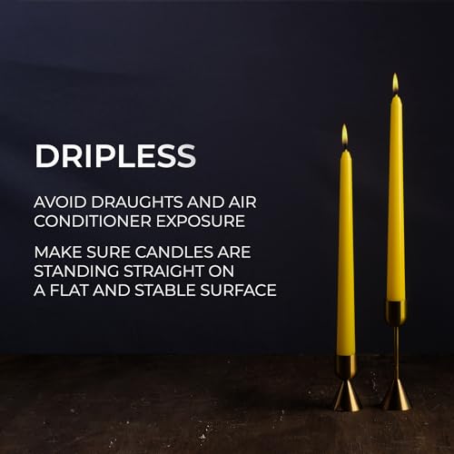 CANDWAX 10 inch Yellow Taper Candles Pack of 4 - Unscented Smokeless Dripless Yellow Candles - Perfect for Home Décor, Special Occasions and Ordinary Dinners - Easter Candlesticks by CANDWAX - Used condition - Image 4
