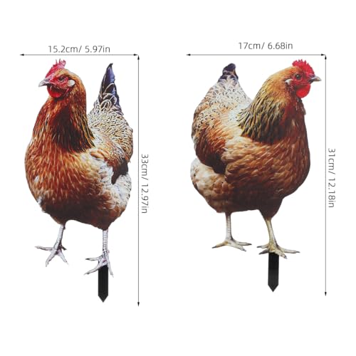 Yardwe 2 Stück Huhn Deko Hühner Gartendeko Hühner Deko Lebensechte für Draußen Draußen Rasen Hofdekoration