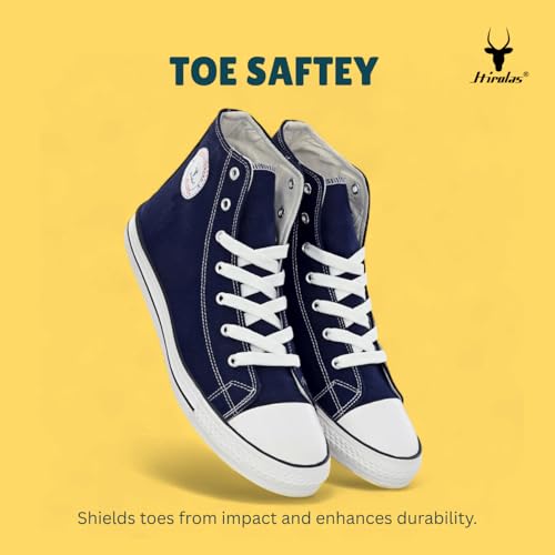 Image of Hirolas Men's Vulcanized Canvas Rubber Toe High Ankle Skateboard Sneakers Shoes.