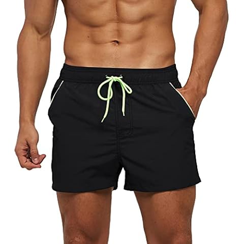 Wirltte Mens Swimming Shorts Waterproof Quick Dry Beach Shorts Surfing Board Shorts Summer Running Gym Sports Trunks Classic Casual Swim Shorts Breathable Mesh Lining with Pockets Black L Cover