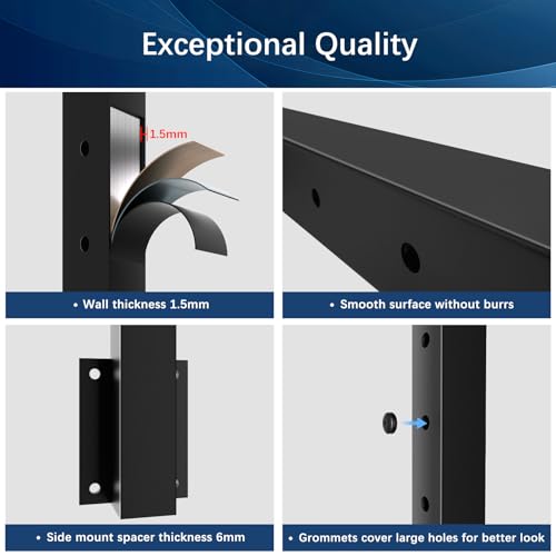 Image of 5 Pack Side Mount Level Drilled Cable Railing Post 36 inchx2 inchx2 inch(Post Body 44 inch), Fixed Top Line Post with 11 Holes, Fascia Mount Stainless Steel Cable Deck Rail Post, Black Wood Concrete Deck Post