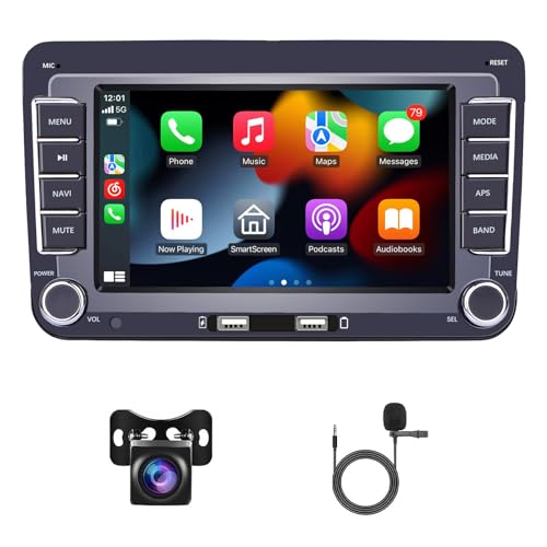 Car Radio for Volkswagen VW CC Passat B7 Polo Golf 5 6 Jetta mk5 mk6, 2+32G AHD 7'' Double DIN Touchscreen Carplay Touch Screen Android Auto Stereo, GPS FM BT Camera