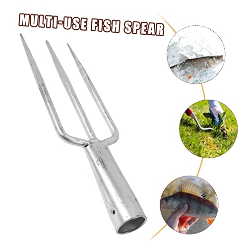 Outdoor Tools Multipurpose Tool Pro Tools Frog Spear Hunting Spear Frog Gig Gardening Weeder 3 Prong Head Fish Fork Log Roasting Fork Burner Silver Iron - Thumbnail 6