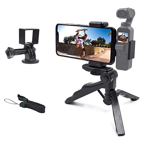 micros2u DJI Osmo Pocket & Action Compatible 2-in-1 Hand Held Pistol Grip Vlogging Portable Tripod. Combine Osmo and Mobile Phone Bracket or use with Osmo Pocket Only Cover