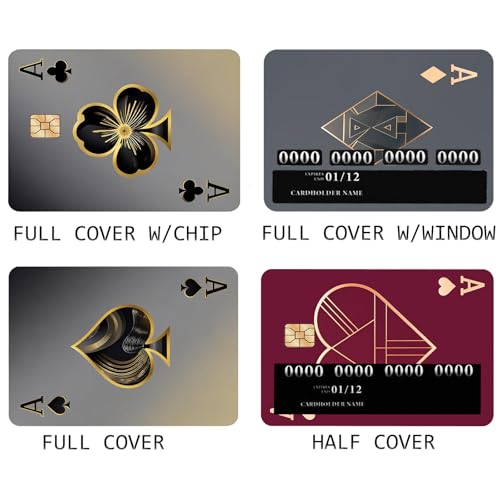 Credit Card Skin, 4PCS Ace Debit Card Skin Cover Set, PVC Waterproof Anti-Wrinkling Poker Bank Card Sticker, Ideal Gift for Wife Daughter Mother Friends4