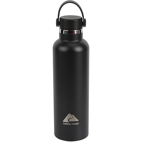 Ozark Trail 24 fl Black Insulated Stainless Steel Water Bottle, Twist Cap