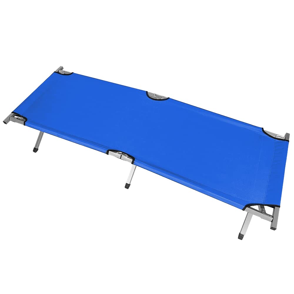 Klappbett (190 x 64 x 42 cm), Belastbar Bis 200 kg, Feldbett klappbar aus Stahlrohr und 600D Oxford-Gewebe, XL Feldbett mit Transporttasche für Camping, Garten, Büro und Reisen (Blau)