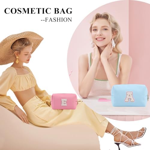 Makeup Bag for Women,Personalized Lettered Embroidered Zippered Cosmetic Bag,Travel Makeup Bag Portable Waterproof Cosmetic Toiletry Bag, Cute Cosmetic Pouch as a Gift for Girl - 2