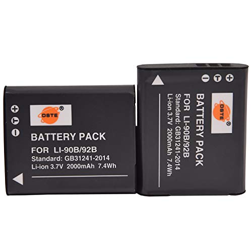 Dste Replacement For 2X Li-90B Li-Ion Battery Compatible Olympus Sh-50 Ihs Sh-60 Sp-100 Tough Tg-1 Tg-2 Tg-3 Tg-4 Tg-5 Tg-6 Xz-2 Ihs Tg-Tracker Camera As Li-92B #TOP22