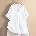 Blouse for Women Casual Summer V Neck Button Down Basic Comfy Tee Fashion Lightweight Loose T Shirt for (White, XXL)