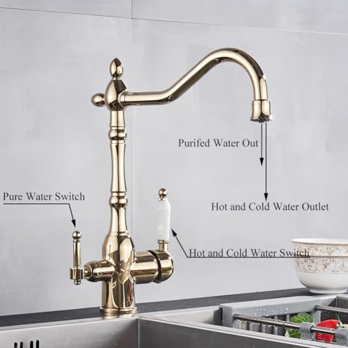 Mitigeur de cuisine col de cygne laiton antique et eau potable C B - 5