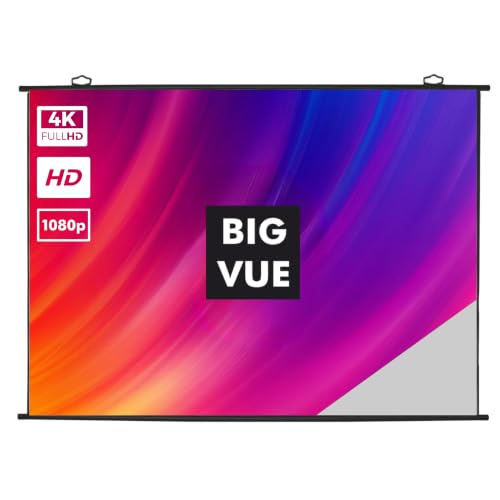 Image of BIG VUE Universal MAP Type Projector Screen, 84 Inch Diagonal - 4:3 Aspect Ratio, Supports UHD-3D-4K, Full HD 1080 Pixels, High Gain Projection Screen for Classroom, Home Theatre & Office - Grey