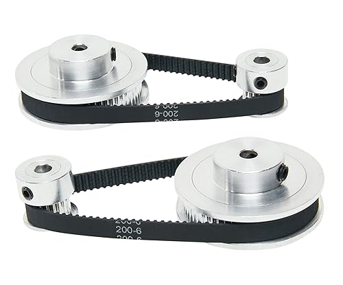 SHCEEC 2PCS Set 2GT Aluminum Timing Pulley 20&60 Teeth 5mm Bore Synchronous Wheel with 2PCS Length 200mm Width 6mm Belt (20-60T-5B-6)