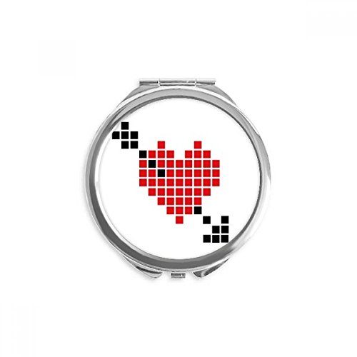 Miroir de poche pixel coeur transpercé pour retouches maquillage en déplacement
