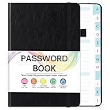 Password Book with Alphabetical Tabs, Password Keeper Book with Color Pages, Password Notebook Organizer for Website Logins, Gifts for Home and Work, 5.3' X 7.7', Black