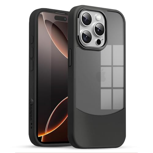 Image of KARWAN️Fusion Edge Leather Transparent Mobile Back Case | Slim Fit | Anti-Fingerprint| Scratch-Resistant | Premium Grip | Shockproof case | Back Cover for iPhone 14 Pro Max || Black