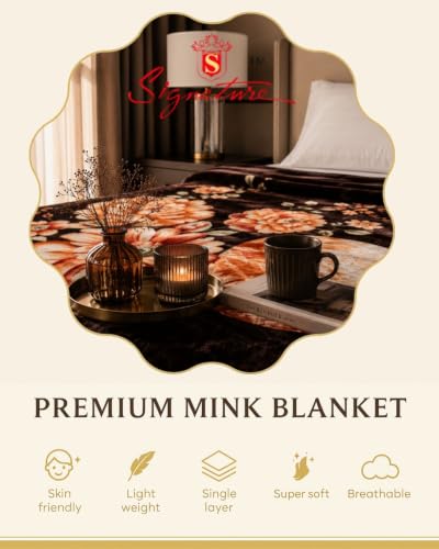 Image of Signature Blanket Single Bed Mink Blanket Single Ply for Extreme Winters (Cinnamon Brown, skin friendly, Pack of 1)